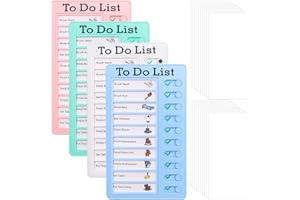 SPOKKI 4 Stück To Do List Checklist Board, Memo Checklist Boards, Chart Memo Board mit 20 Trocken Löschen Papier, To Do Liste Kinder, Tragbare Memoboards Zuhause Reisen Lernplanung Zeitplan Erinnerung