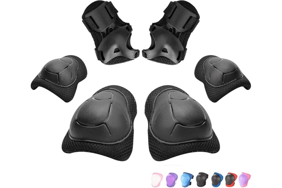Kids/Youth Knee Pads Elbow Pads Wrist Guards 3 in 1 Protective Gear Set for Child Roller Skates, Cycling, Inline Skating, Scooter Skateboard, BMX Bike, Riding, and Multiple Outdoor Sports