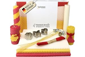 Bienenwachs Kerzen selber machen Set für 10 Bienenwachskerzen, DIY Bastelset bunt für Kinder & Erwachsene, Wachsplatten & Dochte, deutsche Bienenwachsplatten