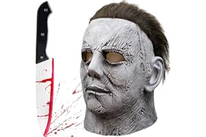 wenweo Michael Myers Maske aus Latex - Originalgetreue Halloween Maske horror für Erwachsene - Michael Myers Kostüm Zubehör für Mottoparty & Horror Party