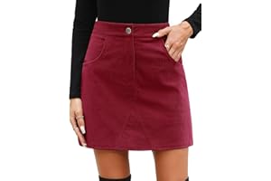 heekpek Gonna Corta Donna Autunno Invernale Vita Alta Elegante Minigonna Linea A Casual Gonne Invernali in Velluto a Coste con Tasche e Fodera