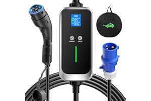 FNRIDS Cargador Coche Electrico,7.2KW EV Cargador Tipo 2 Enchufe CEE,10-32A Conmutable con Pantalla Digital,Carga temporizada,Cable Cargador de Automóvil Eléctrico,6M con Bolsa,IP67,IEC 62196-2