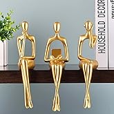 XYQXYQ Statues Décoratives Penseur en Résine, 3pcs Sculptures Abstraites Assises, Figurines d'Étagère de Bureau, Accents d'Ét