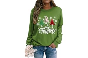 Yihelian Weihnachts Sweatshirt Damen Weihnachtspullover Merry Christmas Pullover Weihnachtsbaum-Grafik