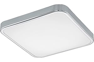 EGLO Lampa sufitowa LED do łazienki Manilva 1, 1-punktowa lampa sufitowa, materiał: stal i tworzywo sztuczne, kolor: chrom, biały