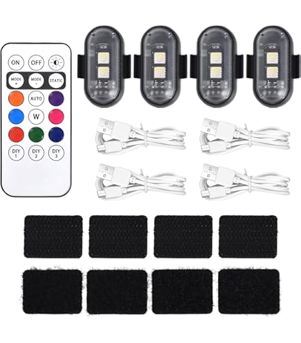 Lot De 4 Lumières Stroboscopiques LED Sans Fil Avec Télécommande, 8