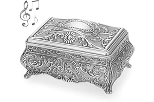 IGNPION Dekorative Spieluhr aus Metall, Rose, elegant, Schmuckkästchen, Aufbewahrungsbox, Musik, Schmuck, Andenken, kunstvolle Vitrine für Geburtstag, Hochzeit (Melodie :You Are My Sunshine)