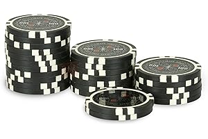 POKEO Roll of 25 Chips Ultimate Poker Chips 100 Black