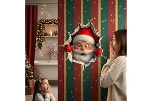 GENERISCH Große 3D-Weihnachtsmann-Wandaufkleber, 3D-Wandbrechende Weihnachtsmann-Wandaufkleber, Weihnachtsbadezimmer-Toilettenaufkleber, Abnehmbarer Winter-Weihnachtsdekoration für Kühlschrank-Raumdekor (TYP-A
