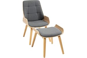 ‎HOMCOM HOMCOM Relaxsessel mit Fußhocker, Ruhesessel mit Hocker, Lesesessel mit Armlehne, Esszimmerstuhl mit Leinenbezug, Relaxstuhl für Wohnzimmer, Grau 54 x 62 x 96 cm