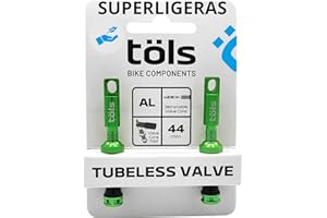 TÖLS BIKE COMPONENTS TÖLS Valvula Tubeless MTB 44mm - Valvula Presta Aluminio, Pack 2 Valvula Bicicleta para Kit tubeless - valvulas MTB tubeless Bici Carretera, BMX y Bici Montaña, Verde