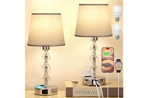 KAKANUO Lampada da Comodino in Cristall Set di 2, Abat Jour da Comodino Touch Dimmerabile a 3 Vie con Porte USB-A+C+2 Presa CA, Lampade da Tavolo per Camera da Letto Soggiorno Ufficio(2 Lampadine Incluse)