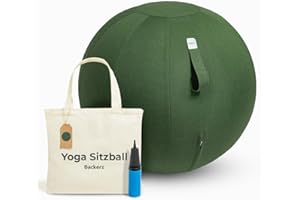 Backerz Office Seat Ball, Ergonomic 65 cm, Ergonomic Seating Furniture for Office and Home Office, Durable Fabric, Gymnastics Ball, Fitness Ball, Ball Chair with Ball Pad, Washable Linen Cover, Olive