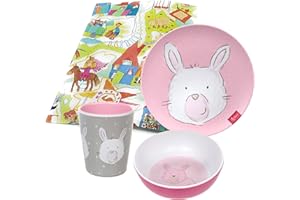KiLaLa Sigikid Melamin Geschirr-Set Kinder Becher Teller Schüssel Hase