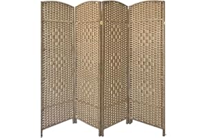 Panana Folding Splitter Screen Hand Made Wicker Room Divider Protective Screens,Various Size&Color (Natural, 4 Panel)