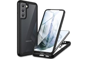 CENHUFO Coque Samsung S21 5G, Antichoc Housse avec Protection d'écran, 360° Protégé Téléphone Etui Double Face Case Robuste Transparent Portable Intégrale Coque pour Samsung Galaxy S21 5G - Noir