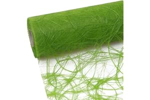 DEKO AS GMBH Sizoweb Tischband - 25 Meter Rolle + 100 Dekodiamanten Gratis (20cm Breite, Apfelgrün)