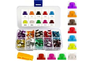 Gebildet Lågprofilssäkringssats 100st 12V-24V Assorterad Liten Bladsäkring Används för Bil,Lastbil, Stadsjeep, Hem (3/5/7,5/10/15/20/25/30/35/40 AMP Ersättningssäkring)