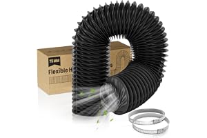 HG Power 75 mm Frånluftsslang 2,5 m Nylonslang med 2 Slangklämmor