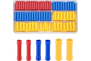 VWOQIY 150 Stück Stoßverbinder Set, Kabelverbinder Kabel Quetschverbinder Set, Isoliert Stossverbinder, Elektrische Steckverbinder, Kabelschuhe Rundsteckhülsen für Kabel 0.75-1.5mm²/1.5-2.5mm²/4.0-6.0 mm²
