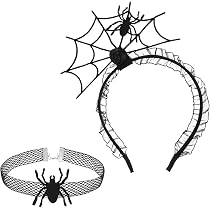 2-teiliges Halloween-Spinnen-Set – Spinnennetz-Stirnband & Halsband Für Gruselpartys & Cosplay
