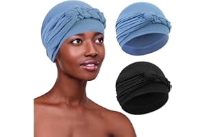 XEPST 2 Pezzi Cappello Turbante da Donna, Turbante Floreale in Poliestere Foulard Musulmano Bandana Cappello Chemio Pre-Legato Beanie per Capelli Donna