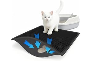 BUERPINKING Tapis Litiere Chat, Tapis de Litière Pour Chat 90x60 CM, Double Couche Nid d'Abeille, Litiere Pour Chat Antidérapant Imperméable et Résistant à L'urine