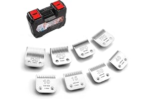 YAZIYIR Paquete de 8 cuchillas de repuesto de acero inoxidable extraíbles para el cuidado de perros, compatibles con las cortadoras de pelo para mascotas Andis/Oster A5/Heiniger/Moser Max 50/Wahl.