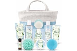 BODY & EARTH Presentset för kvinnor, badset gåvor 11 st spa presentset jasmindoftande – bubbelbad, mjölklotion och smör, hand