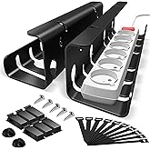 StowBin 2-Pack Under Desk Cable Management Tray, Metal Mesh Cable Management Under Desk with Clamp Mount, Wire Management Tra