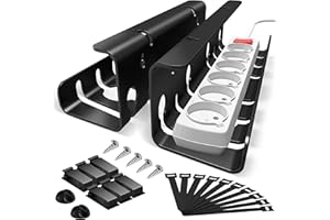 StowBin Kabelkanal Schreibtisch fürs Kabel Management - 2er Set Edelstahl Kabel Organizer Schreibtisch - Inkl. Zubehör - Kabelmanagement Schreibtisch - Cable Organizer Desk,Schwarz