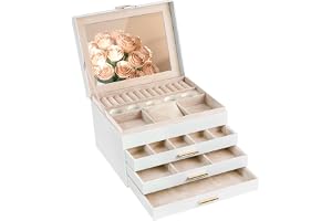 AdelDream Smyckeskrin med 4 nivåer smyckeskrin med lås, stora smycken, smyckesförvaring, presenter till kvinnor, döttrar och