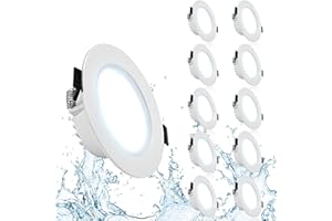 Gr4tec Faretti LED Interno IP44, 10 x 7W Faretti da Incasso per Cartongesso 6000K Bianco Freddo, Faretto da Incasso In Alluminio, 35mm Ultra-Sottile, Foro Φ90-105mm, Luci da Incasso Per Bagno Cucina