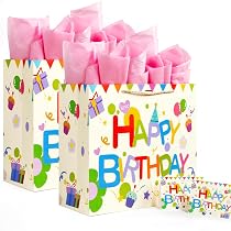 Happy Birthday Geschenktüte – 35,6 Cm Groß, Mit Seidenpapier, Karte & Umschlag, Motiv: Luftballons