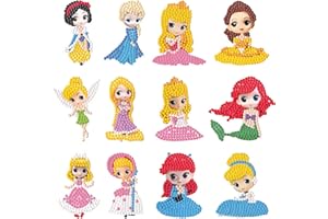 AWONLATE Pegatinas de Pintura de Diamantes para Niños, 12 Piezas DIY 5d Diamante Stickers Kit, Mosaicos Dibujo de Diamantes Pegatinas para Niños y Adultos Principiantes