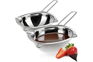 com-four® 2x Vaso di fusione per bagno d'acqua - Ciotola di fusione con 2 beccucci - Ciotola di fusione per bagno d'acqua durevole - Acciaio inossidabile antiruggine (2 pezzi - 260ml)