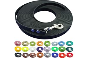 bio-leine Lightweight 9 mm Biothane Recall Lead without Hand Loop - 3 to 25 m I for Small Dogs 10 m in Black I Dirt-Repellent and Water-Repellent Dog Lead
