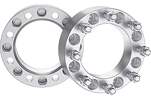 HHCSOP 8x6.5 Wheel Spacers 2" (50mm) 8 Lug Hub Bore 126.15mm with M14x1.5 Studs for Chevy Silverado Suburban Express 2500 3500 | GMC C2500 K2500 Sierra Yukon XL 2500 | Hummer H2, 2PCS 8x165.1mm Wheel Adapter