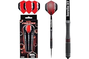 ‎KARELLA Karella Steeldart Figther 90% Tungsten Steeldart, 22g, für Klassische Dartscheibe, 3 Dartpfeile mit Metallspitze, Dartboard, Wolfram, Profidart mit Flight und Shaft