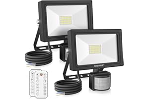 ‎MEIKEE MEIKEE 25W LED Strahler mit Bewegungsmelder Fernbedienung 2100LM 6500K Superhell LED Fluter mit Sensor IP66 Wasserdicht Außenstrahler Flutlichtstrahler Scheinwerfer für Garten Garage Sportplatz, 2 Stk