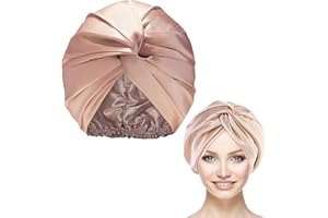 BEHAHAI Mulberry Silk Bonnet - Double-Sided Sleep Cap Turban for Curly Hair Women - Elastic Bow Stay On Head