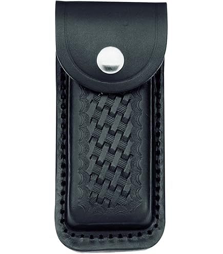 Fodero In Pelle Herbertz Per Coltello | Nero Con Motivo In Rilievo, Cinturino, Per Manici Da 11 Cm - Fatto In Italia