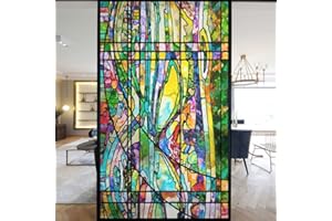 LUMANDUO European Church Windows Film Privacy Stained Glass Window Stickers Static Cling Decorative Frosted Window Films UV Blocking Muted Colors Window Coverings (G,40x60cm WxH)