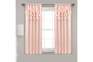 Lush Decor Circle Dream Window Curtains Panel Set for Living, Dining Room, Bedroom (Pair), 54" W x 63" L, Blush