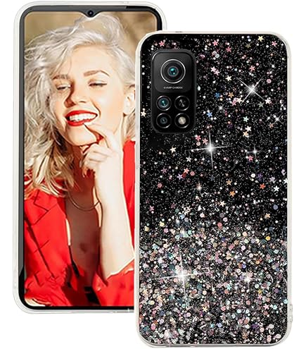 PanXCase Glitzer Hülle Für Xiaomi 12 Lite – Transparent Mit Pailletten, Stoßfest, Rosa, Ultradünn