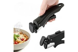 Poignée Amovible Universelle pour Casseroles et Poêles, Manche Détachable Ergonomique & Anti-Brûlure Supporte 10kg, Résistant à la Chaleur (250°C) Poignée Antidérapante pour Cuisine & Camping (Noir)