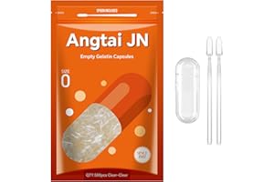 ‎ANGTAI JN AngtaiJN Leere Gelatinekapseln Größe 0-Klare Leere Kapseln zum Befüllen mit 2 Mikrolöffeln, DIY Gelatine Kapsel 0 Kompatibel mit Kapselfüller Größe 0, 500 Stück