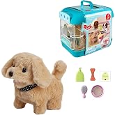 Oyuncak Sesli Işıklı Y&uuml;r&uuml;yen Hareketli K&ouml;pek Taşıma &Ccedil;antalı Aksesuarlı Set Taşınabilir &Ccedil;anta +Pil (Mavi-Sarı)
