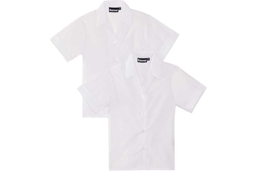 Blue Max Banner Girl's Revere Twin Pack Short Sleeve School Blouse