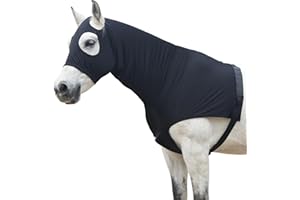 Leberna Horse Stretch Hood Without Ears Snug Fitting Hood with Zip Closure Covers Face, Shoulders, Mane, Chest and Withers Perfect for Show/Event Preparation
